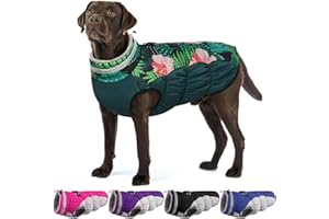 OUOBOB Dog Coats for Large Dogs,XL Dog Coat,Warm Fleece Winter Coat with D-Ring,Back Zipper Pet Jacket for Large Dogs,Waterproof Pet Snow Jacket Clothes Snowsuit Beagle Corgi Border Collie,XL