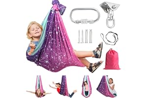 VONLUXIN Autism Sensory Swing for Kids & Adults Holds up to 220lbs Indoor & Outdoor Double Layer Therapy Cuddle Swing with 360° Swivel Hanger Kit for Calming, Effect for ADHD, Autism, SPD, etc.
