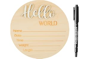 CHIPPI & CO Hello World Newborn Sign, Wooden Welcome Baby Sign, Birth Announcement Sign For Hospital, Nursery, Pregnancy Gift For Expecting Parents, Mom To Be, Best Christmas Gifts For Expecting Mom