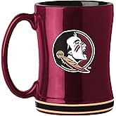 Logo Brands NCAA Florida State Seminoles 14oz Ceramic Relief Mug with Team Logo and Elongated Handle
