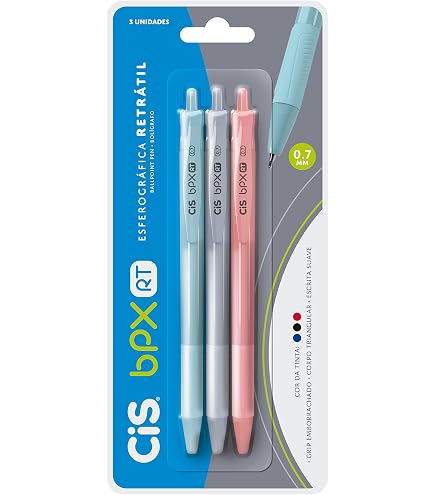 CiS BPX RT Caneta Esferográfica - 0.7mm - Multicor - Blister com 3