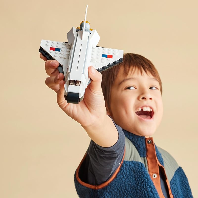 Lego creator 3 em 1 ônibus espacial, figura de astronauta ou navio de brinquedo, conjunto de construção para meninos e meninas de 6 anos ou mais, presente criativo para crianças 31134