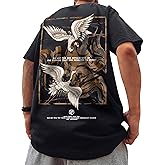 XYXIONGMAO Men's Casual Sports Japanese Streetwear Hip Hop Unisex Animal Crane Graphic Chucky Printed T-Shirt
