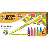 BIC Brite Liner Highlighters, Chisel Tip, 12-Count Pack of Highlighters Assorted Colors, Ideal Highlighter Set for Organizing