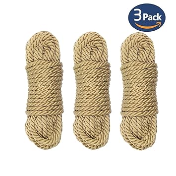 Hanyi [3 Pack] 10 M / 32 Fuß 8mm Hanfseil Bondageseil für Binden von Gepäck, Schlafzimmerfantasien, Nähen, Verpackungswerkzeu