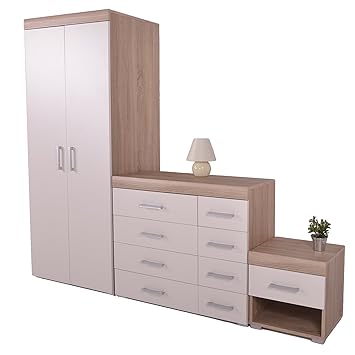 Dp Bedroom Furniture 3 Piece Set 4 4 Chest Drawers Bedside Table