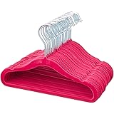 Amazon Basics Kids Velvet, Non-Slip Clothes Hangers, Pink - Pack of 30