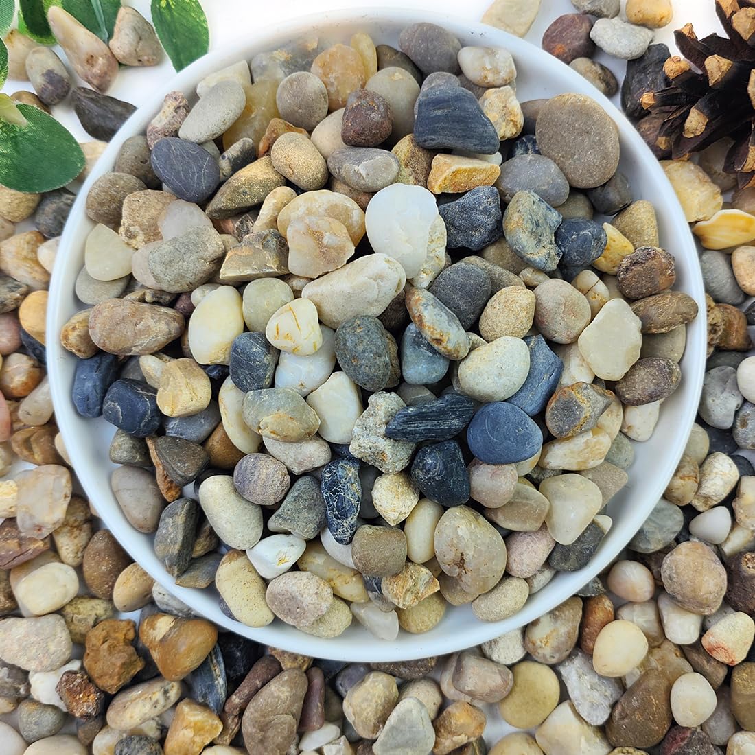 Photo 1 of YISZM 2lbs Natural River Rocks for Plants, 3/8" Aquarium Gravel Decorative Polished Mixed Pebbles for Fish Tank, Gardening, Flower Pots, Vase Fillers, Indoor Water Fountains, Landscaping