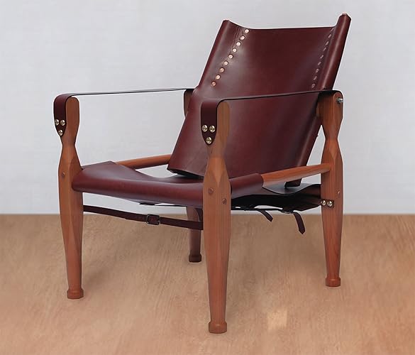 Brown Safari Roorkhee Campaign Camp Leather Wood Lounge