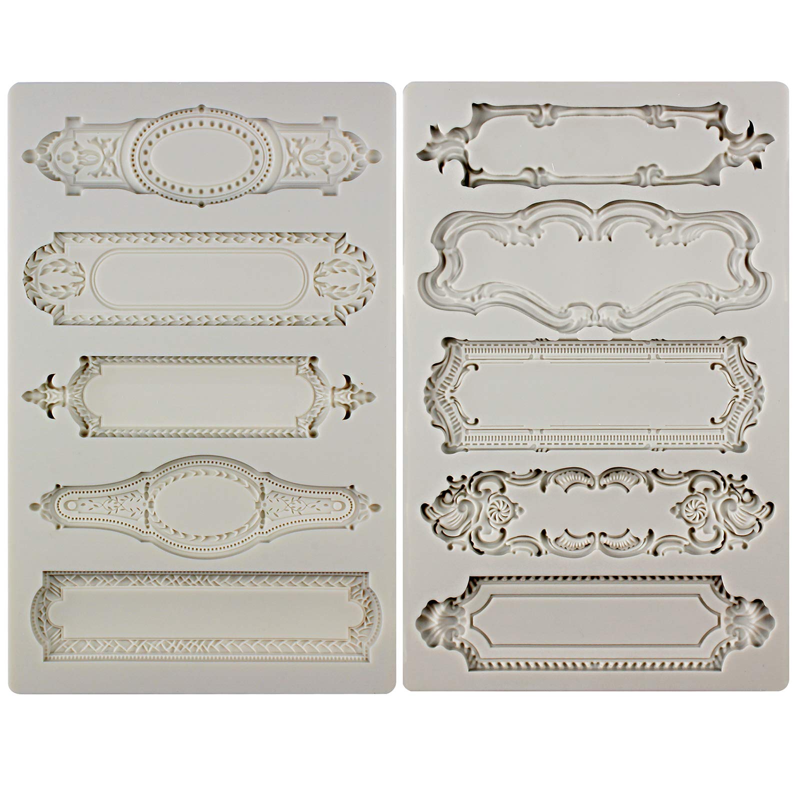 Baroque Style Silicone Moulds 2-Count Plaque and Object Labels — image 1
