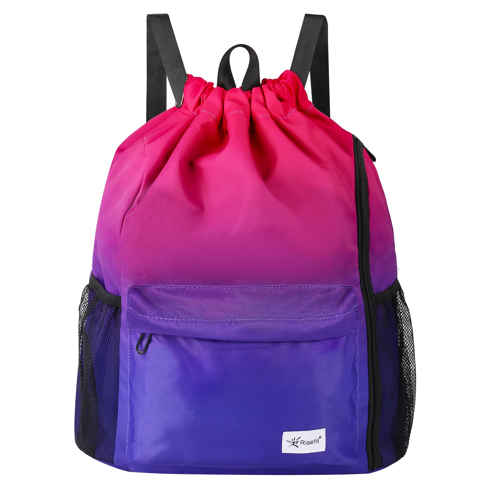 Risefit Waterproof Drawstring Bags String Backpack, Swim Bags PE Gym Bags Sports Backpacks Swimming Bags for Adults, Kids - Men Women Girls Boys