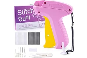 ABOUT LIFE Stitch Gun for Clothes, Stitchy Quick Clothing Fixer, Micro Tagging Gun for Clothing, Mini Sticky Sewing Gun, Stichy Fix Gun, Includes 6 Needles, 1 Scissors, 2000 Black & 2000 White Fasteners
