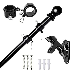 Chrider Flag Pole Kit, 5FT Flag Pole with Bracket, Flagpole Kit American Flag with Pole Holder, Stainless Steel Outdoor Flag Pole for House Roof Garden Yard Truck (Black Flag Pole with Black Bracket)