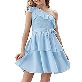 Danna Belle Girls Dress Tween One Shoulder Ruffle Tiered Layer Summer Party Dress Clothes Gifts Size 5-14
