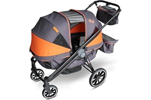 Freetex Tandem Wagon Stroller – All-Terrain 2-in-1 Push & Pull Design, Double Seat, Large Storage, Adjustable Canopy, Removable Child Tray for Kids Outdoor Adventures & Family Outings