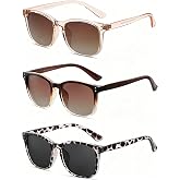 NCLLCE 3 Pack Polarized Sunglasses for Women Classic Retro UV400 Protection | 21g Lightweight, 1.1mm Scratch-Resistant Lenses, Daily Wear, Rectangle, Anti-Glare, Small-Medium Fit, Driving, Beach, Travel