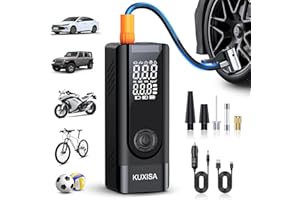 KUXISA Tire Inflator Portable Air Compressor, 180PSI Air Compressor with Digital Pressure Gauge, 3X Faster Portable Air Pump for Car, Motorcycle, Bicycle, Ball and More(Black)
