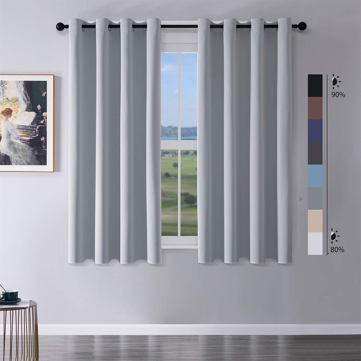 MRTREES Blackout Curtains Bedroom 66 Drop 2 Panels Light Grey Eyelet Thermal Curtain for Living Room Soft Texture Window Treatments for Kids 46x66 Inch 117x167 CM