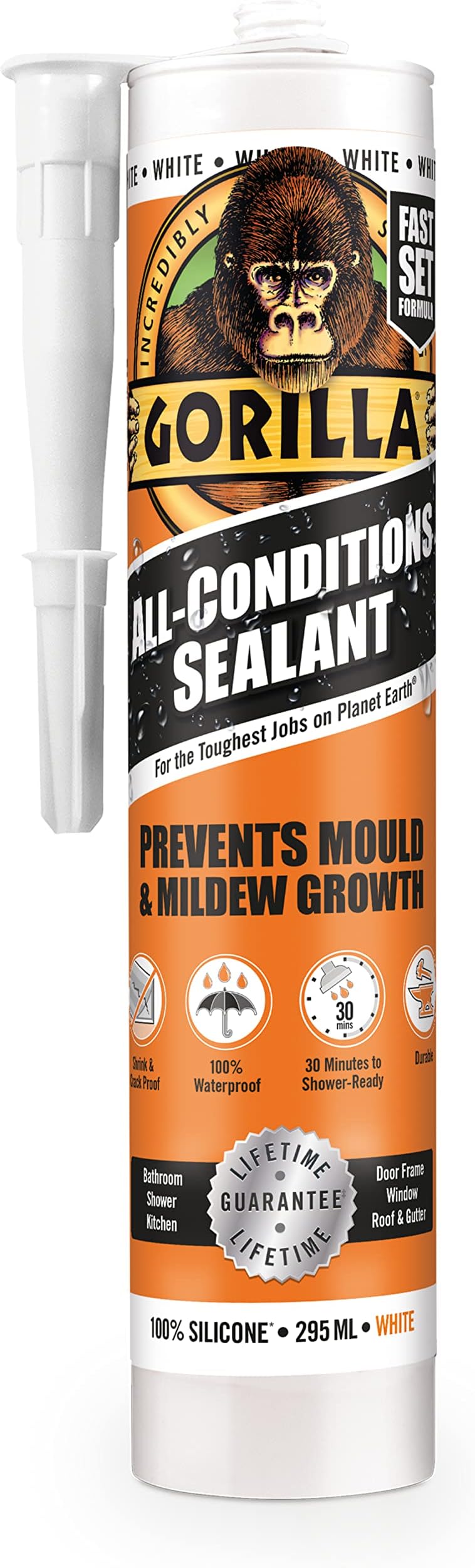 Gorilla All Conditions Sealant Silicone White 295ml