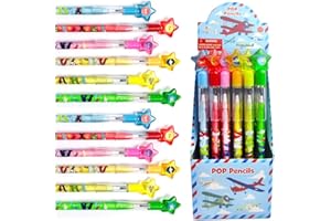 TINYMILLS 24 Pcs Airplane Multi Point Stackable Pencil with Eraser for Airplane Airshow Birthday Party Favor Prize Carnival Goodie Bag Stuffers