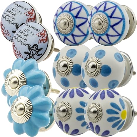 Juego de 10 pomos de cerámica de porcelana para puerta y muebles