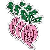 (3Pcs) Let The Beet Drop Stickers Funny Quotes Stickers Decal Waterproof Vinyl Stickers Adult for Laptop Kindle Car Tumbler Water Bottle Mug Phone Notebook Helmet Size 3”x1.8”