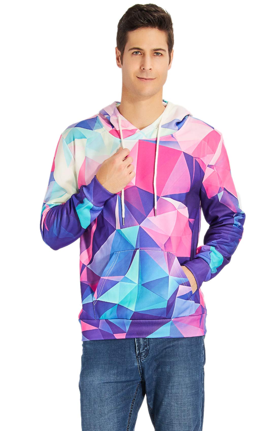 RAISEVERN Unisex Bunte Geometry Druck beiläufige Art und Weise T Shirt Kleidung