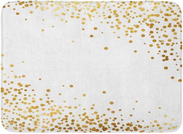 Kanaite Bath Mat Metallic White Celebration Gold Glitter Polka Dot Yellow Splash Sparkle Bathroom Decor Rug Amazon Co Uk Kitchen Home
