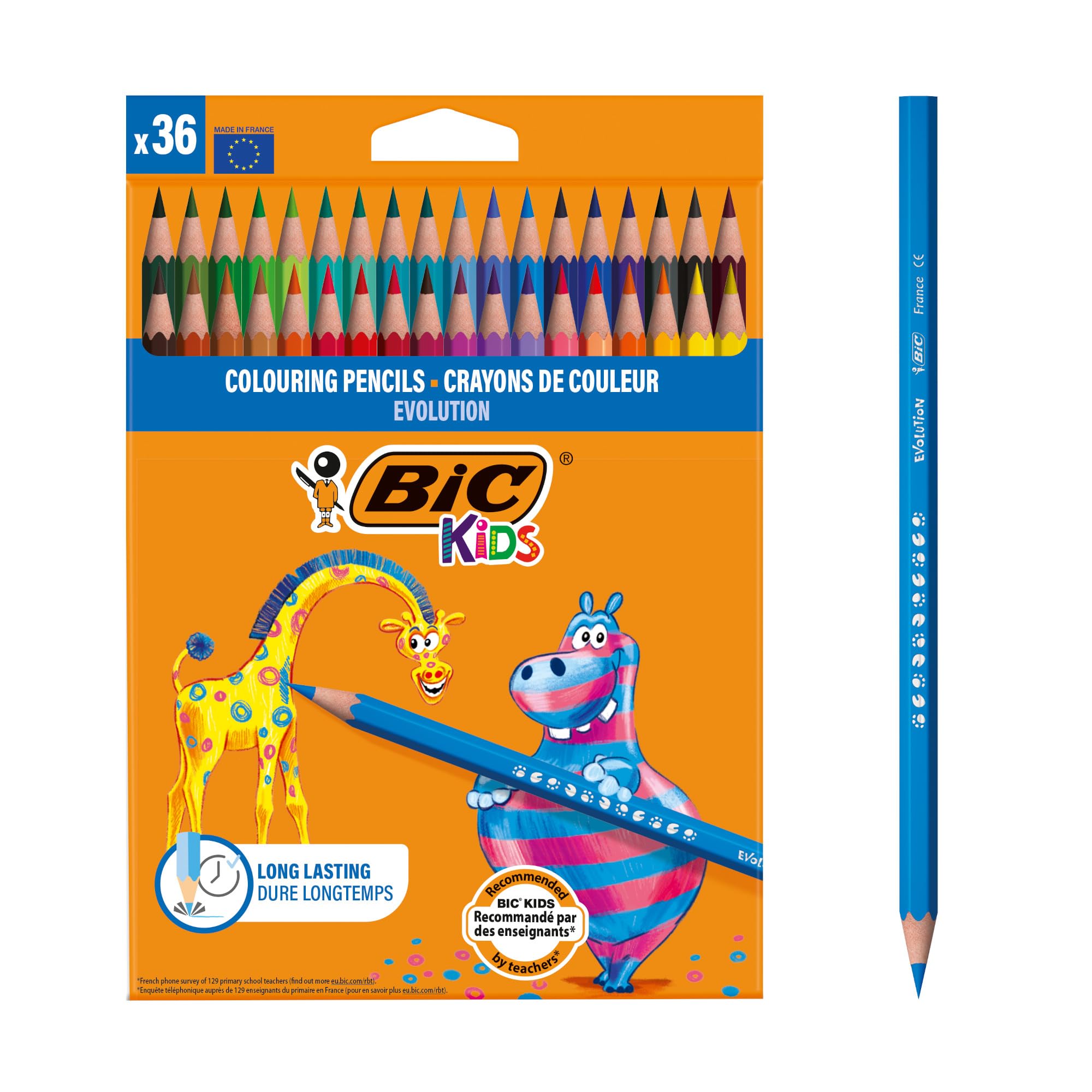 BIC Kids Evolution Coloured Pencils, Vivid Colouring Pencils, Easy to Sharpen BIC Pencils, School Supplies, 36 Pack
