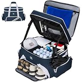 KEMIMOTO 3 Layer Golf Trunk Organizer, 900D Waterproof Oxford Golf Storage | Cooler &amp; Wet/Dry Compartment, 2-Pair Shoe Bay, Short Handles &amp; Long Strap, Movable Dividers, Golf Gift for Golfers, Men