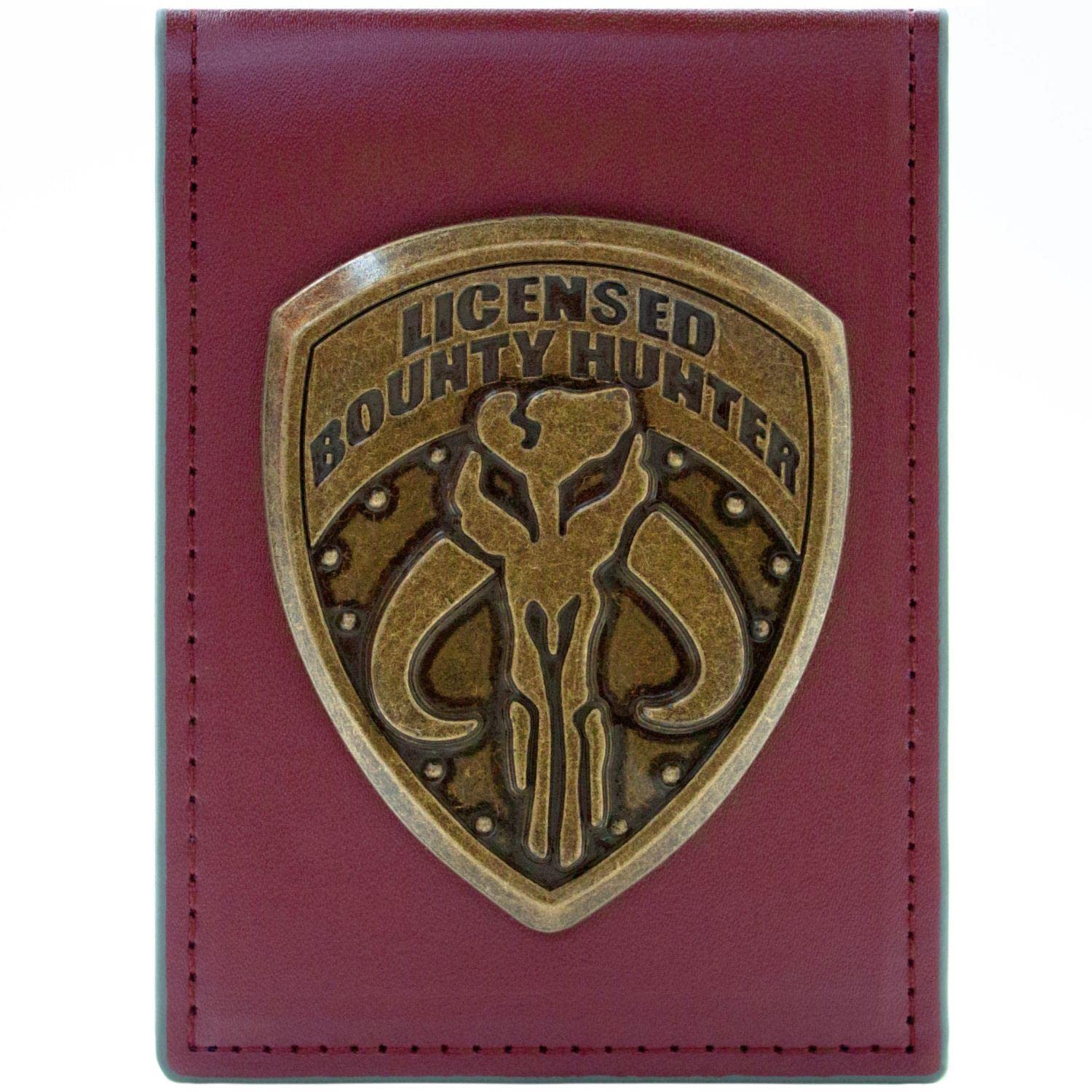 Star Wars Mandalorian Boba Fett Bounty Hunter Metal Badge Red ID and Card Holder Wallet, One Size