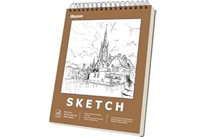 iBayam 9x12 Sketchbook, Spiral Bound Sketch Book for Kids, Teens Adults Artists Beginners, Drawing Supplies Art Supplies,100 Sheets (68lb/100gsm) Premium Drawing Pad for Sketching Writing Painting
