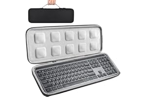 IMCOMOR Hard Travel Carrying Case for Logitech MX Keys S/MX Keys Advanced Wireless Illuminated Keyboard Case Protector, for Logitech MX Keys Keyboard Sleeve Bag, Black (Case Only)