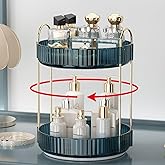 Weidace 360 Rotating Makeup Organizer for Vanity, Bathroom Countertop Organizer Spinning Perfume Organizer, High-Capacity Cosmetic and Skincare Dresser Make Up Holder Rack (2 Tiers, Blue)