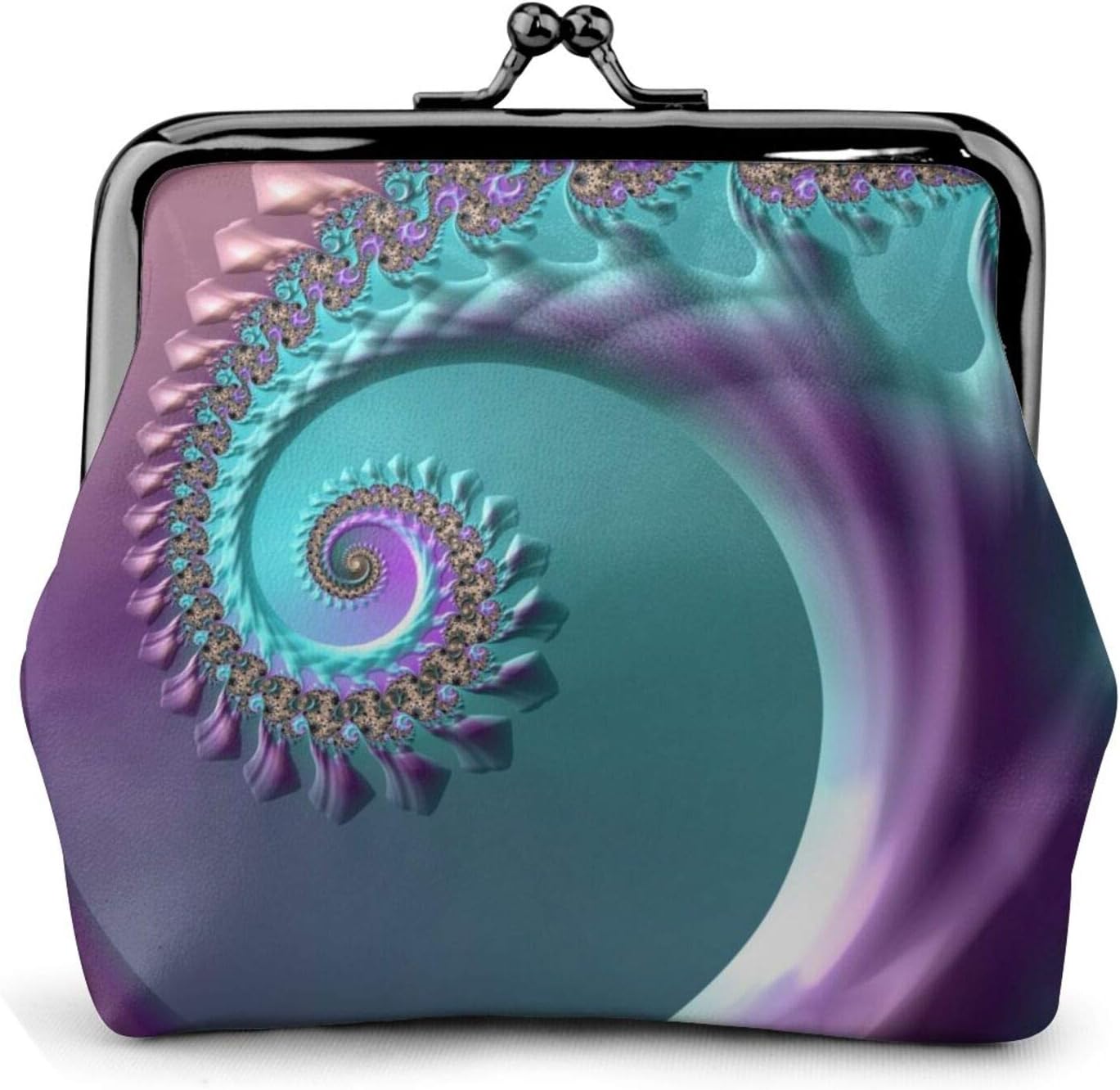 Monedero abstracto arte púrpura verde azulado cartera hebilla de cuero