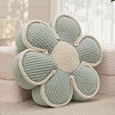Nmkopzy Sage Green Decorative Throw Pillows Flower Daisy Shaped Pillow 16" Soft Floor Cushion for Couch Bed Chair Girls Room Bedroom Decor Aesthetic (1, Sage Green, 16 Inch)