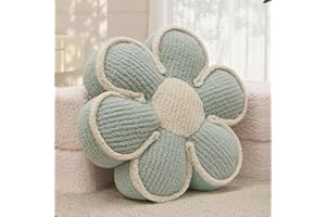 Nmkopzy Sage Green Flower Pillow Daisy Flower Shaped Decorative Preppy Throw Pillows,16" Cute Fluffy Soft Floor Cushion for S