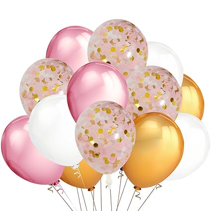 Amazon Com Teepolly Party Balloons 30 Pack Gold Pink White