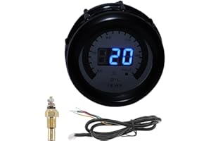 HOPESPANNER Oil Temp Temperature Gauge Meter Kit Black Engine Temp Gauge 2" 52mm Blue 50Degrees Celsius-150Degrees Celsius