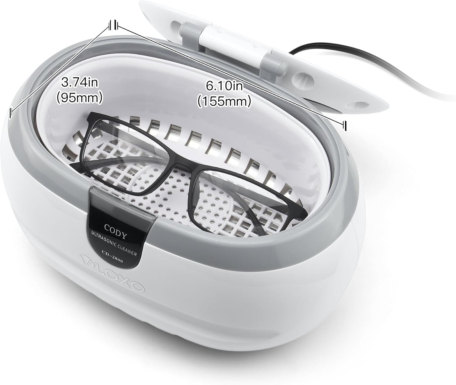 VLOXO Ultrasonic Cleaner,600ML 50W Jewellery Cleaner 3 Mins Auto Timer Silver Cleaner with Cleaning Basket and Watch Holder for Jewelry Silver Rings Necklace Shavers Dentures Glasses Watches - Image 5