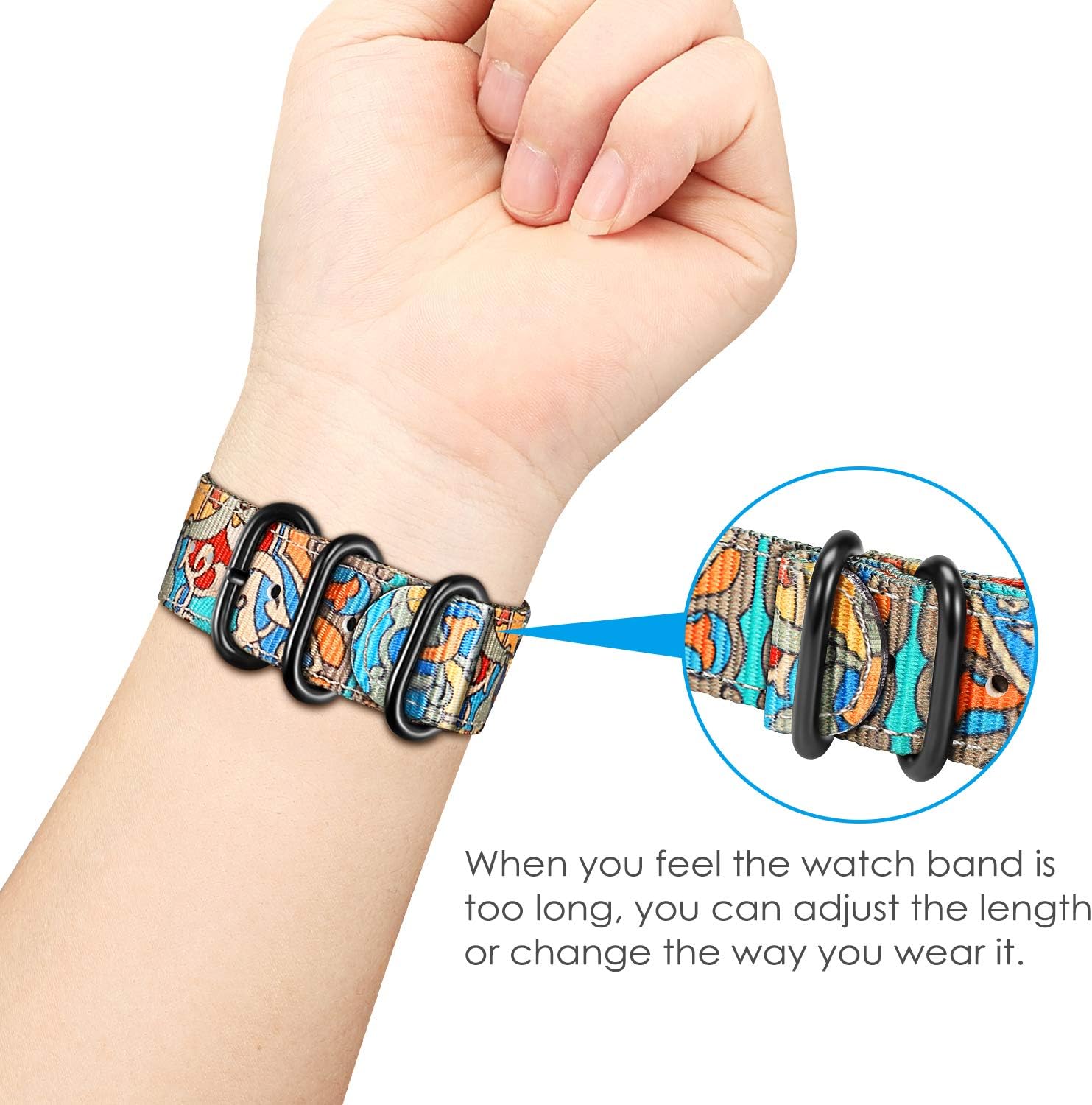 Fintie Bands Compatible with Fitbit Versa 2 / Versa/Versa Lite Edition, Soft Nylon Replacement Strap Wristband Accessories Compatible with Fitbit Versa Smart Watch, Cartoon Floral: Home Audio & Theater