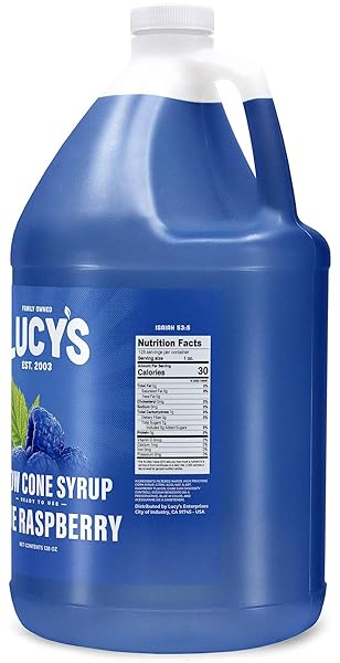 LUCY’S FAMILY OWNED – SHAVED ICE SNOW CONE SYRUP, BLUE RASPBERRY – 1 GALLON (128OZ.)
