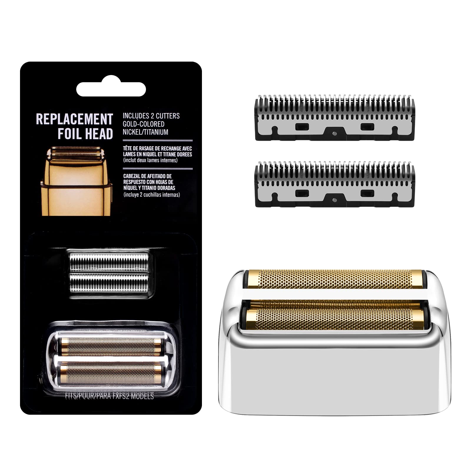 Photo 1 of Replacement Foil and Cutters for BaBylissPRO Barberology Double Foil Shaver, Replacement Foil for BaBylissPRO Barberology FXFS2 Shaver, Silver