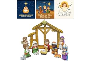 DZLHQON 2025 Nativity Scene Figurine Set, 12-Piece Christmas Manger Display with Holy Family & Three Wise Men, Tabletop Creche Décor for Mantel, Tiered Tray or Entry Table, Gift-Boxed Holiday Decoration