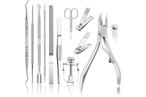 JTIEO Toenail Clippers 12-Piece Nail Treatment Foot Tool, Ingrown Toenail Removal Correction Clippers, Surgery Grade Nail File Lifter, Professional Pedicure Tool.