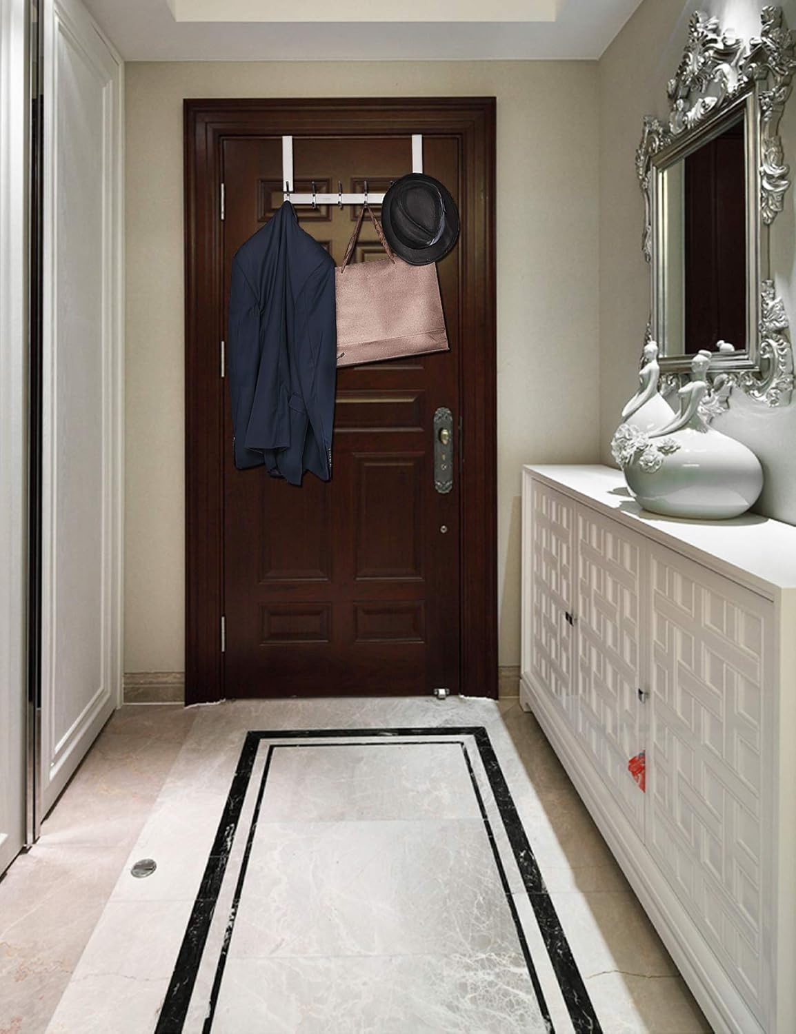 YUMORE Over The Door Hook, Stainless Steel Heavy Duty Door Hanger for Coats Robes Hats Clothes Towels, Hanging Towel Rack Organizer, Easy Install Space Saving Bathroom Hooks: Home & Kitchen