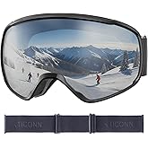 TICONN Ski Goggles Anti-Fog, UV Protection OTG Snowboard Goggles, Compatible with Helmets for Men Women