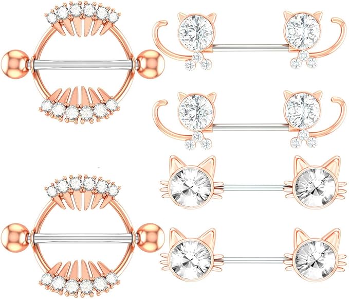 IrbingNii Nipple Rings for Women Nipple Piercings Stainless Steel Rose