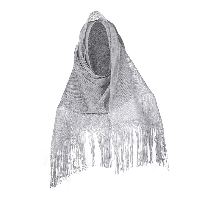 Tiaobug Damen edeler Stola Schal Halstuch Glitzer Kopftuch mit Fransensaum für festliche Kleider Schulterfreie Abendkleider i