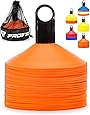 Pro Disc Cones (Set of 50) - Agility Soccer Cones with Carry Bag and Holder for Training, Football, Kids, Sports, Field Cone Markers - Includes Top 15 Drills eBook